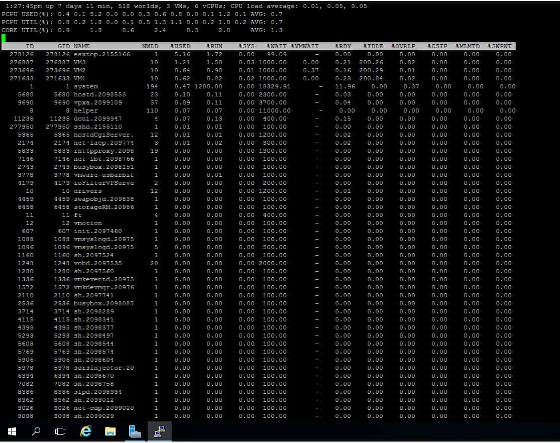 Esxtop commands