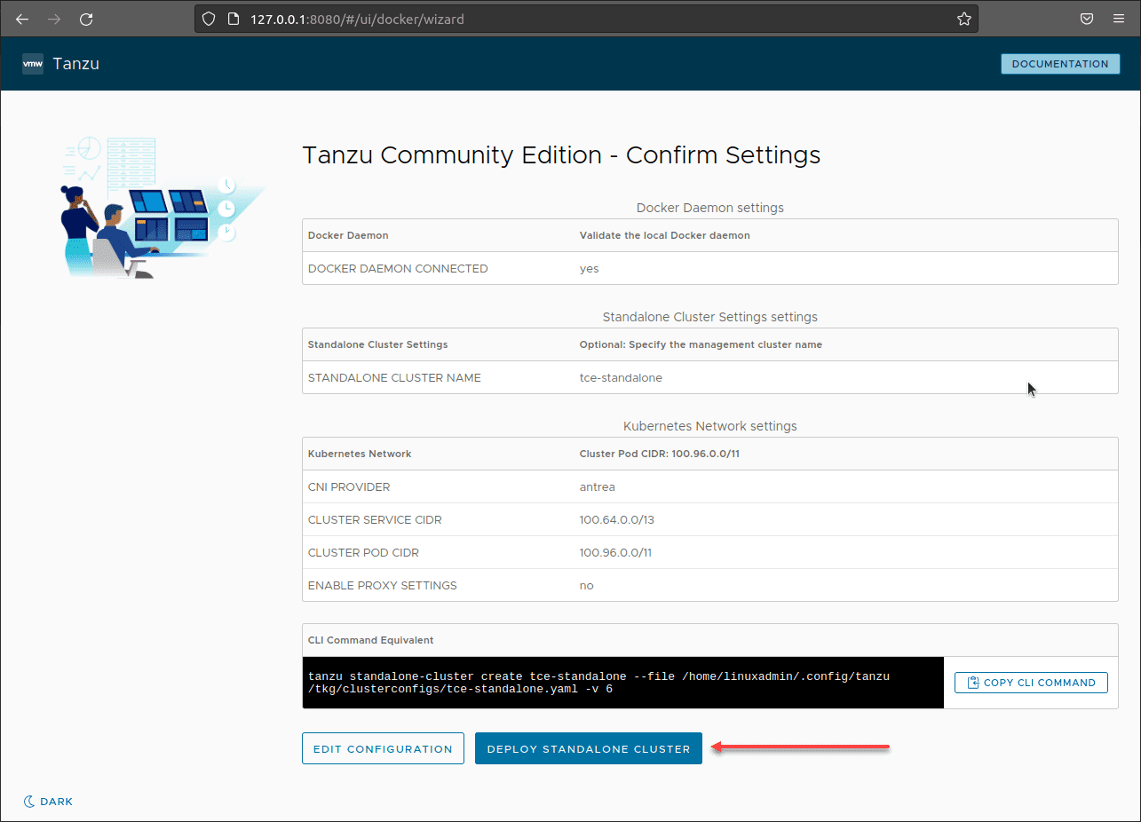 Beginning the deploy standalone cluster operation