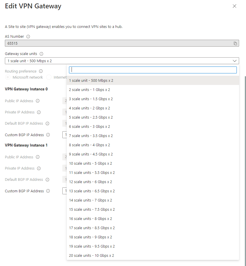 Edit VPN Gateway