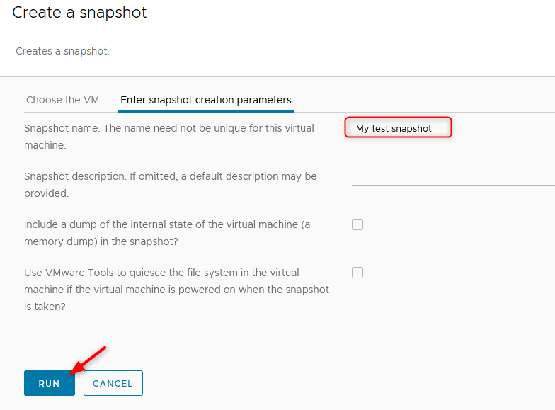 Fill in the mandatory field(s) at least and hit Run