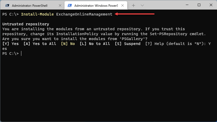Installing the ExchangeOnlineManagement PowerShell module