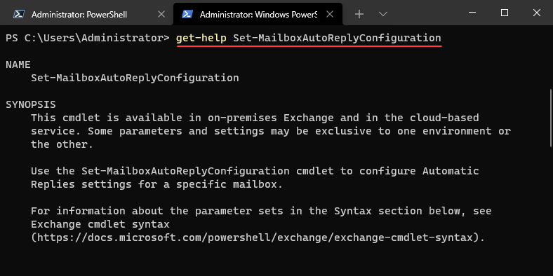 Setting autoreply messages using PowerShell