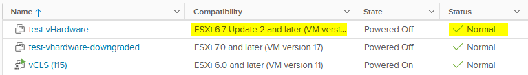 The VM is back in a valid state after removing the unsupported device