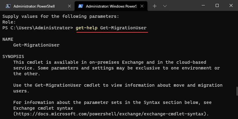 Using the Get-MigrationUser
