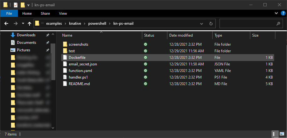 Viewing the Dockerfile for the email function for VEBA