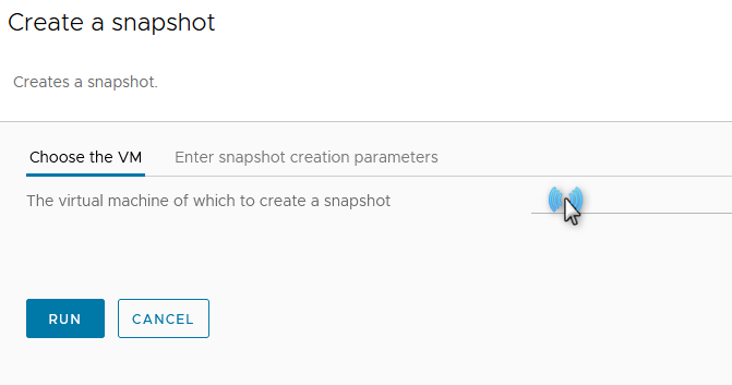vRealize choose the VM snapshot